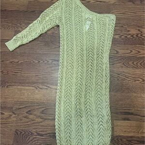 Anthropologie One-Shoulder Knit Dress in Light Green
